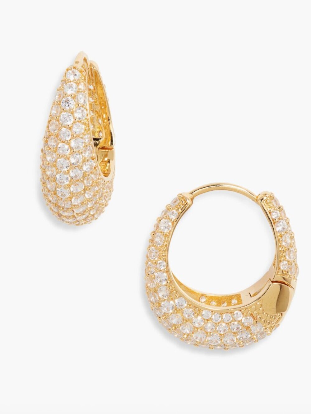 Nordstrom Cubic Zirconia Pavé Oval Chunky Hoop Earrings Demi Fine New NWT